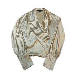 Ralph Lauren Champagne Silk Wrap Blouse